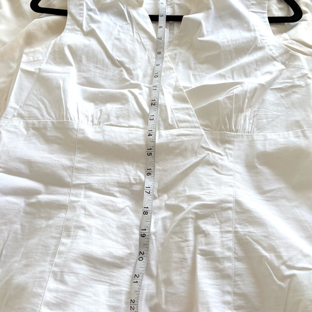 Ann Taylor LOFT Women 8P Sleeveless Collared Button Blouse White Cotton - Picture 9 of 9